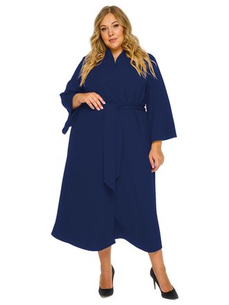 Легкое пальто -"Кимоно" из крепа 1721302 темно-синий