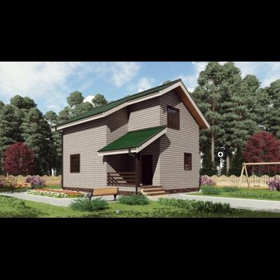 Двухэтажный каркасный дом с тремя спальнями 90м² (SK49)