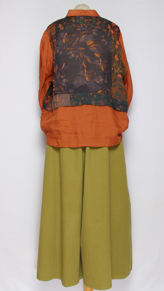 Рубашка Бохо "КРАПИВА КОМБИНИРОВАННАЯ" терракот р.44-52