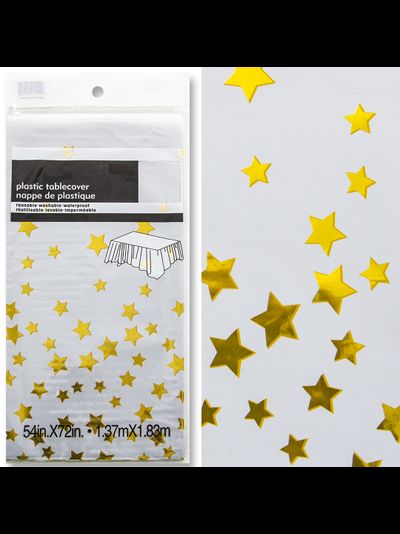 Скатерть п/э &quot;Золотые звезды&quot; Металлик 137*183см