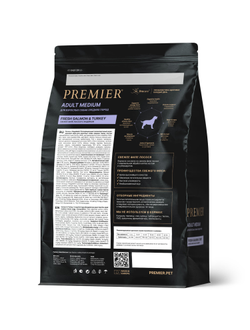 PREMIER (Премьер) сухой корм для собак средних пород, Лосось, индейка 1 кг