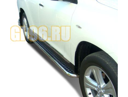 Пороги с накладным листом	d60 для Toyota Highlander (2010-2014)