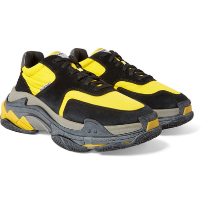 Balenciaga Triple S Nylon Sneakers Black Yellow