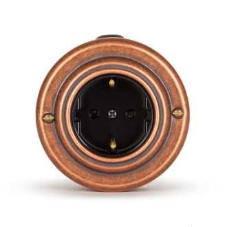 Ретро розетка металлическая старая медь/черный (Vintage-brass)