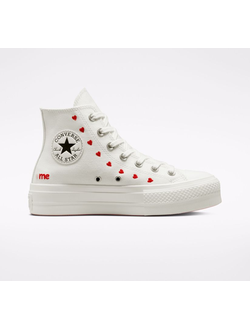 Converse chuck taylor lift ripple hi white borg sneakers clearance