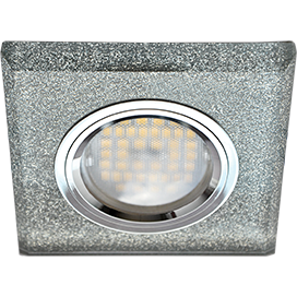 Светильник встраиваемый Ecola DL1651 MR16 GU5.3 квадратный стекло Серебряный блеск/Хром 25x90x90 FS1651EFF