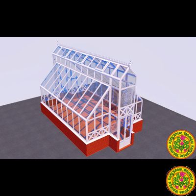 Базовая комплектация теплицы в английском стиле из стекала и алюминия ЙОРКШИР КИНГСАЙЗ размером 8000 X 4000 мм с холлом 1000 х 700 мм