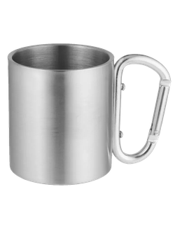 Кружка МЕТАЛЛИЧЕСКАЯ С СЕРЕБРЯНЫМ КАРАБИНОМ 300 мл, артикул LH-7690AC, 1/100