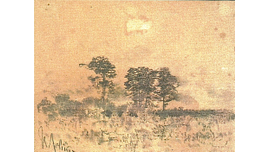 1042 Левитан И.И. Пейзаж с деревьями 1890-е гг. Бумага, графитный карандаш, соус  18,4Х23,8 - продано