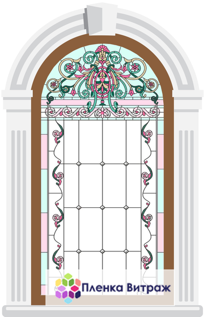 Витражная пленка, витражная пленка самоклеющаяся под заказ,пленочный витраж с классическим рисунком