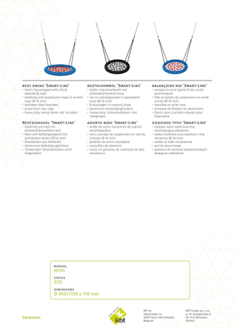 Подвесные качели-гнездо KBT Smart Line 100 см, черный, подвес черный, арт. 194.001.006.001