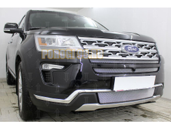 Защита радиатора Ford Explorer 2018- (2 части) chrome верх