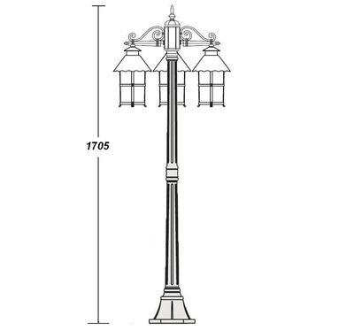 Садово-парковый светильник  Caior  l(170см)3 фонаря на опоре;