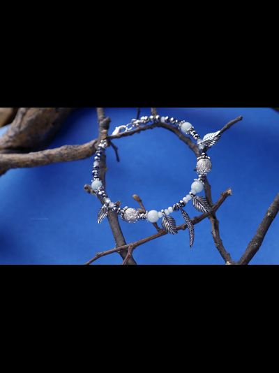 Нежный браслет с кошачьим глазом &quot;Серебряная осень&quot;