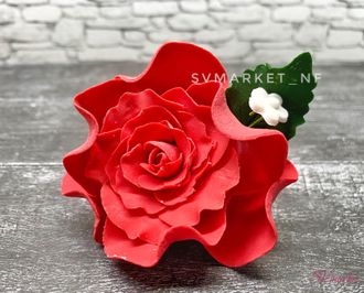 Сахарный цветок бутоньерка &quot;Роза&quot; красная