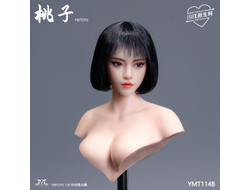 Женская голова (скульпт) с черным каре и подвижными глазами - 1/6 scale Asian female head sculpt with movable eyes Taozi (YMT114A) - YMTOYS