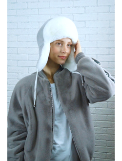 Ушанка "Гармония" цвет серебро + белый