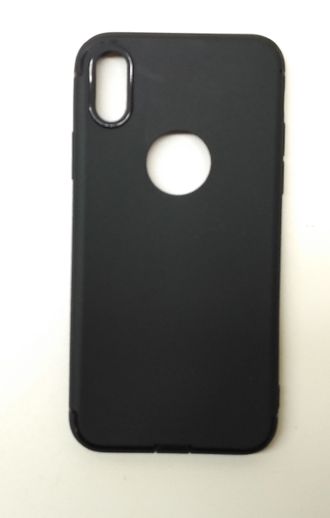 Защитная крышка силиконовая iPhone X черная, с вырезом под логотип