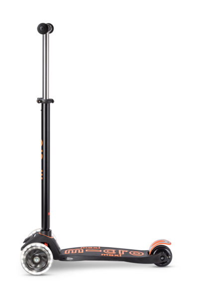 Самокат Maxi Micro Deluxe черно-оранжевый LED