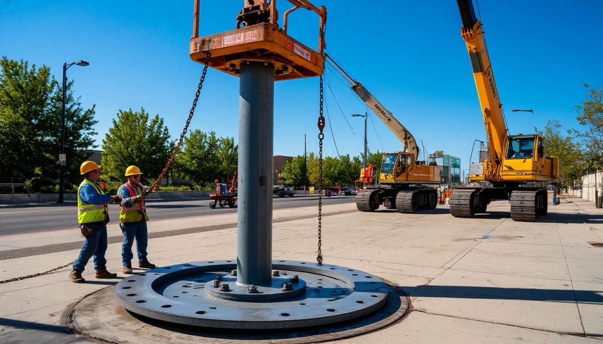 Профессиональный монтаж и фланцевая опора освещения на набережной