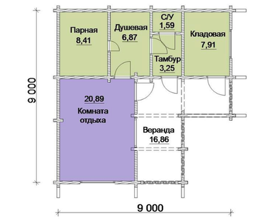 Баня из клееного бруса ПБ-17, 66 м2