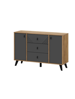 Байкал Комод 3 ящика двухстворчатый Дуб Золотой/Графит