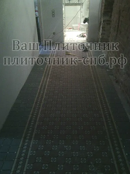 8-я линия Васильевского острова, СПб. Создание ковра из керамогранитной мозаики.