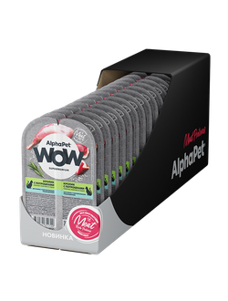 AlphaPet (АльфаПет) WOW Superpremium влажный корм (пауч) для кошек с чувствительным пищеварением кролик с потрошками в соусе, 80 г