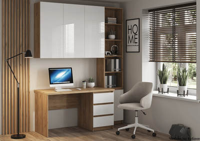 Бостон ШН-001 шкаф навесной Дуб Крафт золотой/Белый глянец