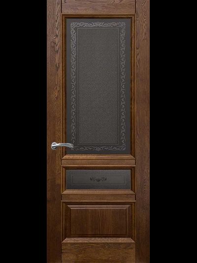 Дубовая  дверь со стеклами графит