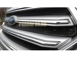 Защита радиатора Ford Kuga II 2016- (3 части) black верх PREMIUM