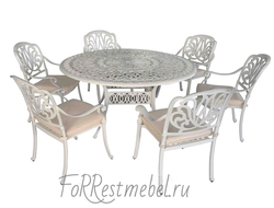 Белая обеденная группа Anabel VI из литого алюминия