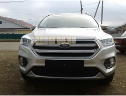 Защита радиатора Ford Kuga II 2016- (3 части) black верх PREMIUM