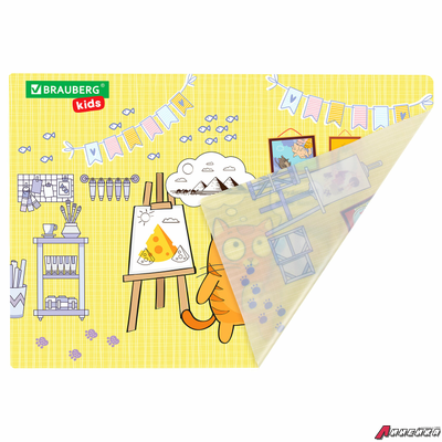 Настольное покрытие BRAUBERG KIDS для труда и творческих занятий, ПВХ, «Artist», 50×35 см. 272358