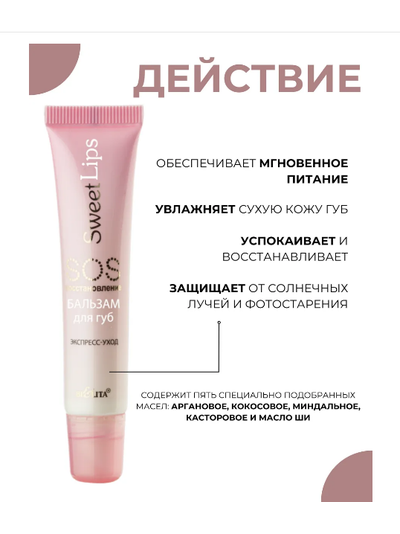 БАЛЬЗАМ для губ SOS-восстановление Экспресс-уход 15мл БЕЛИТА Sweet lips