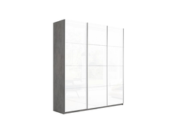 Шкаф-купе 3-х дверный «Траст» 2100 Бетон, Стекло белый глянец/Стекло белый глянец/Стекло белый гляне