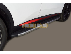 Пороги алюминиевые с пластиковой накладкой (карбон серебро) 1720 мм ТСС для Changan CS55 plus 2WD 1.5T 2023-