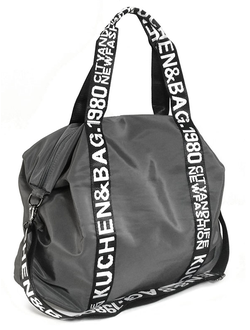 (АРТИКУЛ: 9714/1) СУМКА БОЛЬШАЯ, ТЕКСТИЛЬ (НЕЙЛОН), СЕРАЯ С ЧЕРНО-БЕЛОЙ ОТДЕЛКОЙ, РУЧКИ И РЕМЕНЬ ЧЕРЕЗ ПЛЕЧО