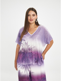 Лонгслив с вышивкой для полных женщин