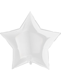 Звезда Белый 36"/90 см c надписью и гирляндой