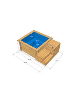 Банный чан на 4-человек деревянный из лиственницы 165 х 165 см с подогревом