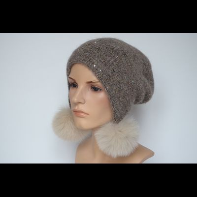 Vizio Италия 8022 РР 99 ушанка с помпонами ореховая фото