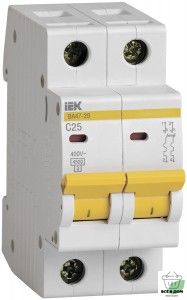 IEK KARAT автоматический выкл. ВА47-29 2P 25А 4,5кА х-ка С MVA20-2-025-C