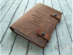 блокнот на кольцах, блокнот с кольцевым механизмом, блокнот с гравировкой, кожаный блокнот, блокнот