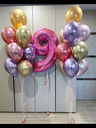 Набор шаров с гелием &quot;Яркая нежность&quot; с цифрой