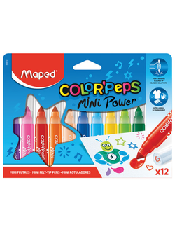 Фломастеры MAPED (Франция) "Color'peps Jumbo Mini" 12 цветов, суперсмываемые, штампы, европодвес, 846612, 2 набора