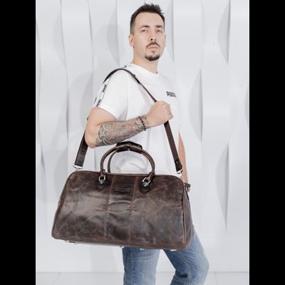 Кожаная дорожная сумка Normanno black (арт. 4007-01)