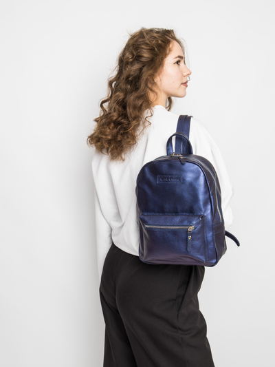 Женский кожаный рюкзак Anzolla Premium blue chameleon 
(арт. 3040-58)