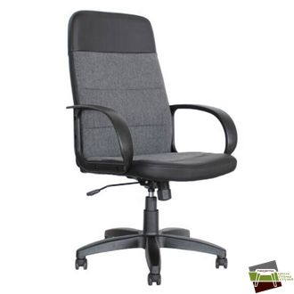 Кресло Кр58 ТГ ПЛАСТ С1(ткань серая)/ЭКО1 (экокожа черная)