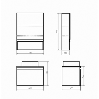 Тумба-умывальник "Эдинбург-60" бетон светлый с черной столешницей, с раковиной  COMFORTY 9111
